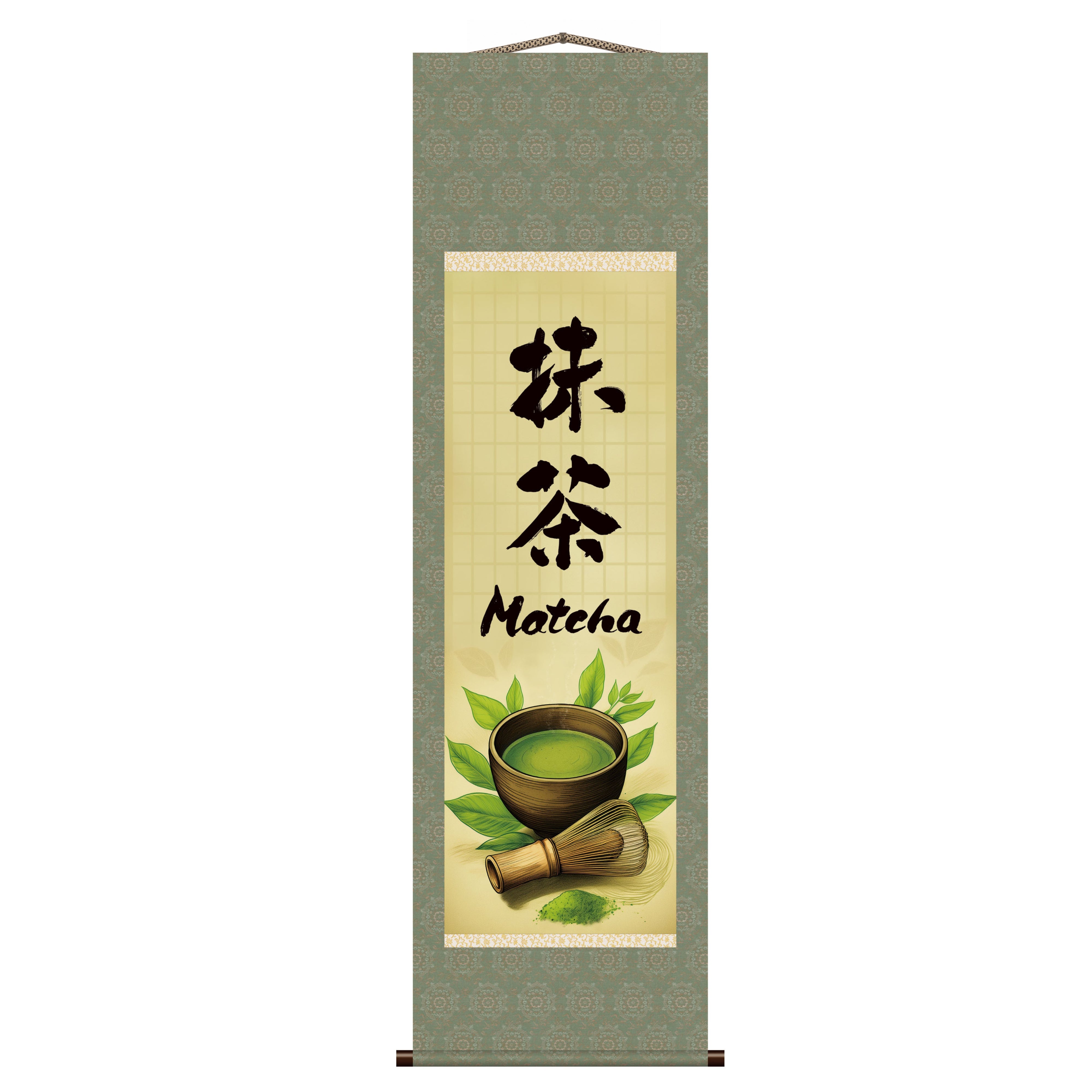 Kakemono mural japonais Matcha – Fouet à matcha et cérémonie du thé